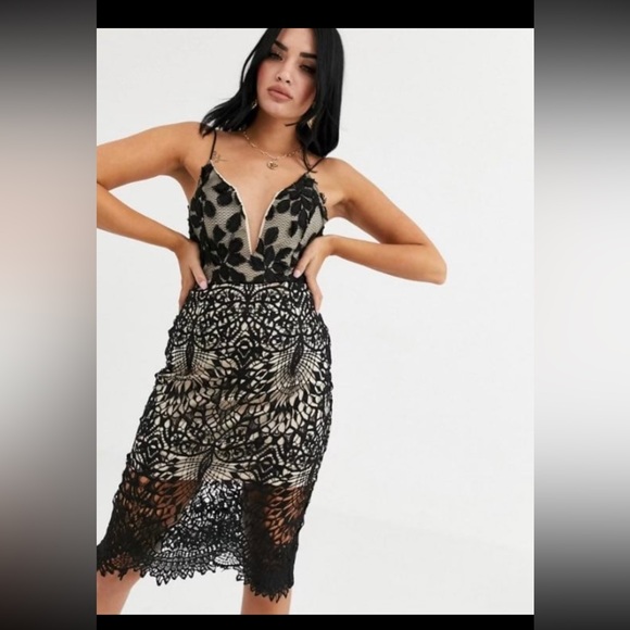 ASOS | Dresses | Love Triangle Black Lace Midi Dress | Poshmark